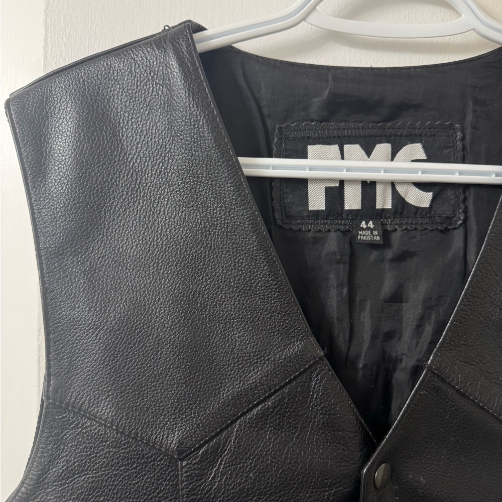 FMC Black Leather Motorcycle Vest